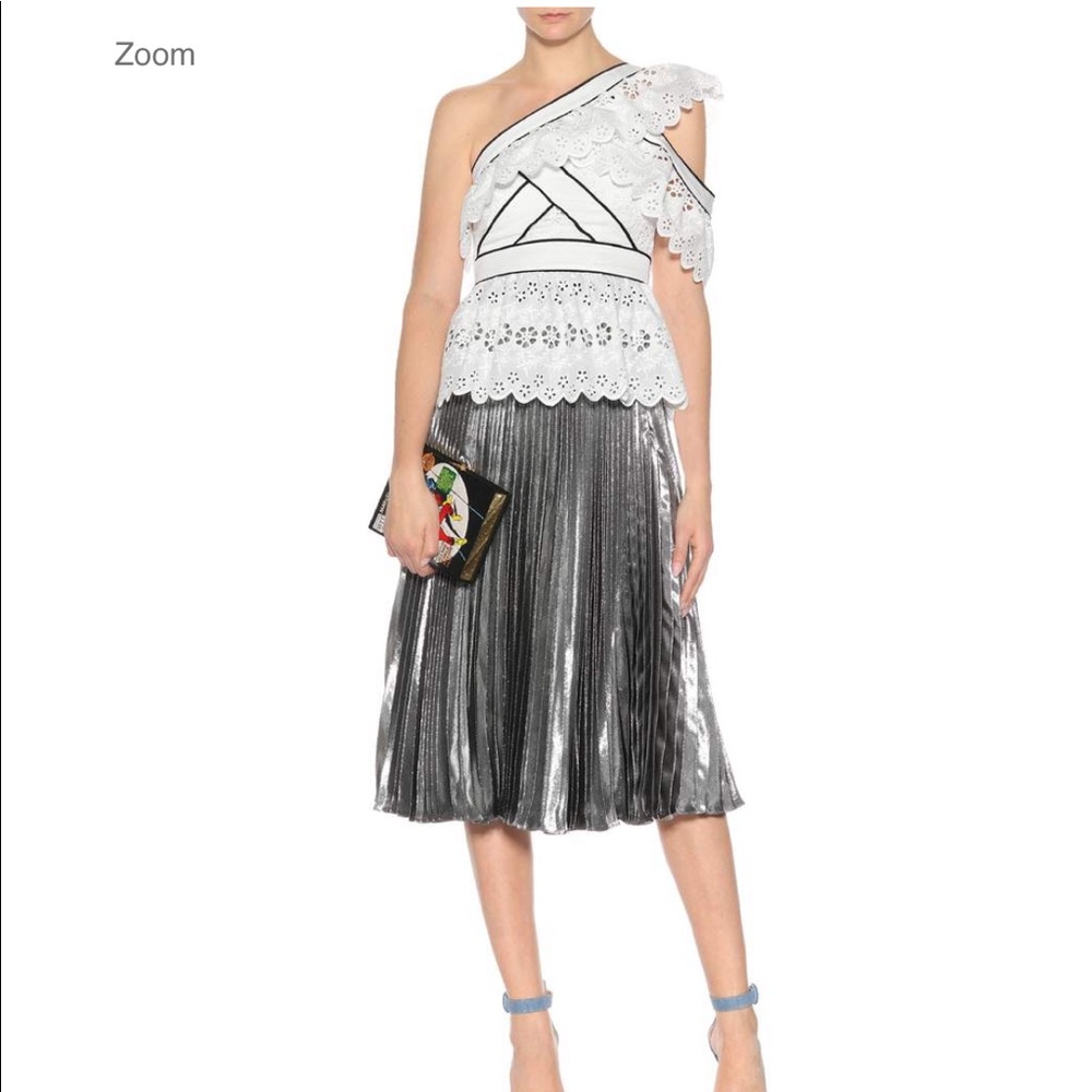 Self-portrait one shoulder eyelet top